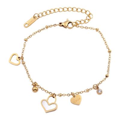 China TRENDY Fashion 18K Gold Plated White Jewelry Shell Heart Shape Love Link Bracelets & Bangles for sale