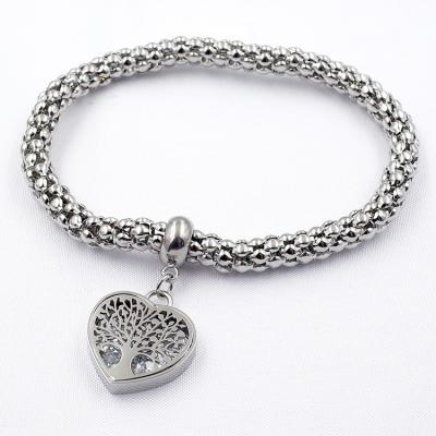 China New Life Stylish Expandable Tree Heart Charm Bracelet Stainless Steel Elasticity Custom Hot Selling Pendant Bracelets For Unisex for sale