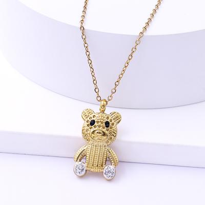 China Europe and America new jewelry retro cartoon simple fashion 14K gold bears long cute fashionable cute pendant necklace women plated women Crystal Jewelry for sale