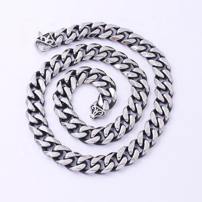 China Hiphop Wholesale Hip Hop Stainless Steel Buckle Fashion Cuban Chain Jewelry Six Faces Grinding Cipher Cuban Chain Necklace For Men for sale