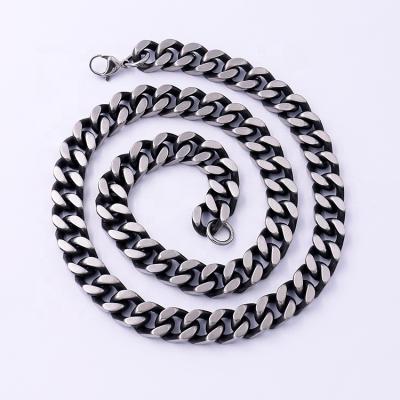 China 316L Stainless Steel Necklace Hiphop Fashion Jewelry Mens Cuban Necklace 12mm Thick Matte Minimalist Link Chain Necklace for sale