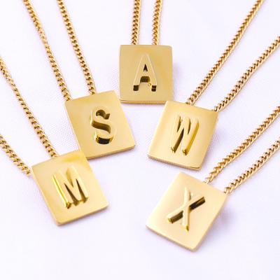 China TRENDY New 18k Gold Plated Square Letter Necklace 26 Alphabet Letter Pendant Necklace For Party Gift for sale