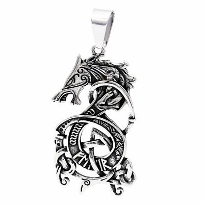 China Mens Viking Amulet Pendant Stainless Steel Viking Amulet Dragon Scandinavian Pendant Vintage Norse Pendant Necklace for Hip Hop Jewelry for sale