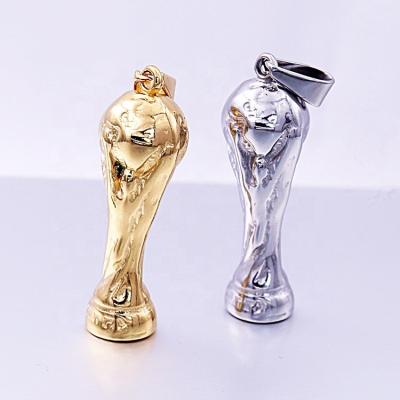 China Wholesale Hiphop Running Hip Hop Sports Jewelry Gold Plated World Cup Soccer Hercules Cup Pendant For Man Women Gift for sale