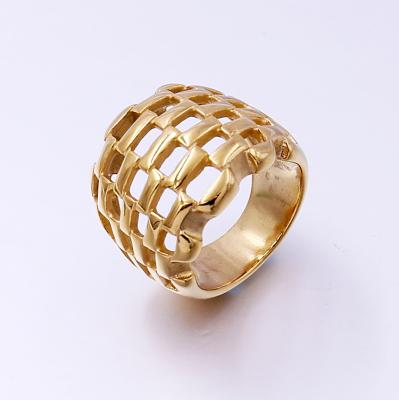 China Latest Fashion Gold High Quality CLASSIC Jewelry Stainless Steel Women's Hollow Ring for sale