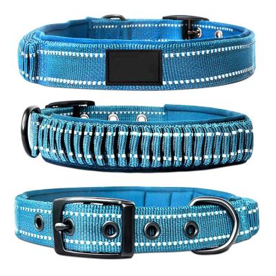 China Free Sample Personalized Waterproof Nylon Blue Dog Collar Reflective Personalized Pet Collars for sale