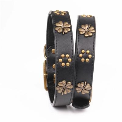 China Free Sample Personalized High Quality 2 Inch Dog BLACK Heavy Weighted Leather Collars Large Heavy Duty For American Bully And Tactical Dog for sale