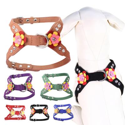 China Custom Suppliers Wholesale Custom Size Comfortable Service Dog Fabric Polyester Harness With Flowers for sale