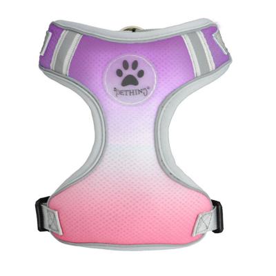 China New Arrival Custom Made Premium Quality Non-Toxic Safety Pet Gradient Color Adjustable Reflective Harness For Dogs for sale