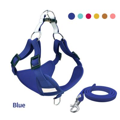 China Custom MOQ Colorful Puppy Low Dog Harness and Personalized Reversible Adjustable Leash Set with Matching Leash Collar for sale