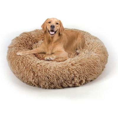 China Custom Wholesale Organic Brown Dog Raincoat Cheap Orthopedic Donut Small Plush House Round Bed Round Dog Raincoat With Logo for sale