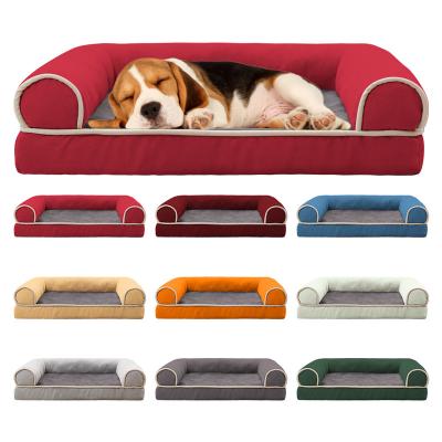 China Breathable Camas Mascotas Customized Removable Washable Waterproof Pet Sofa Beds Cat Dog Bed Suede Fabric for sale