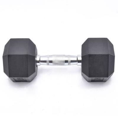 Cina Rubber Coated Hexagonal Pure Steel Dumbbells Gym Cast Iron Rubber Coated Dumbbells in vendita