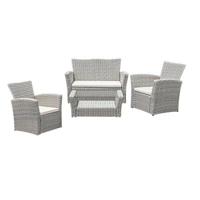 China Waterproof Outdoor Rattan KD Sofa Set Rattan Furniture 4PC Sofa Set Round Furniture 4PCS for sale