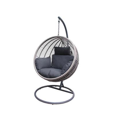 China Modern Patio Swings Hanging Chair Rattan Round Egg Chair Balcony Indoor Indoor Outdoor Patio Garden Metal Steel With Wicker Cushions Swings for sale