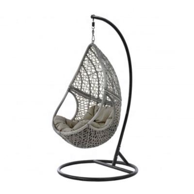 China Modern Design KD Outdoor PE Rattan Wicker Swing Egg Shape Hanging Chair for sale