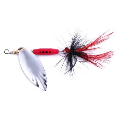 China Hengjia 7cm High Quality 8.4g Metal Sequin Baits Hard Spinner Spoon Fishing Lures With Feather Hook for sale