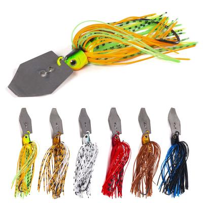 China Plastic+Metal Hengjia 11g Spinner Bait Blades Fishing Lures With Silicone Skirt for sale