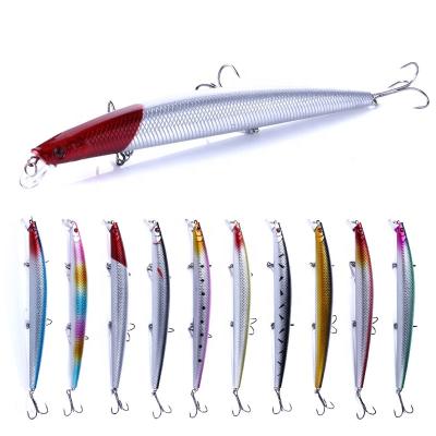 China ABS Factory Price Hengjia Sea Bass Floating 18cm Long Big 3D Groundbaits 26g Long Big 3D Artificial Plastic Minnow Fishing Lures for sale