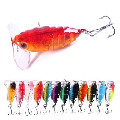 China Wholesale ABS Hengjia 4cm Hard Plastic Artificial 4.4g Insect Baits Topwater Cicada Fishing Lures For Bass for sale