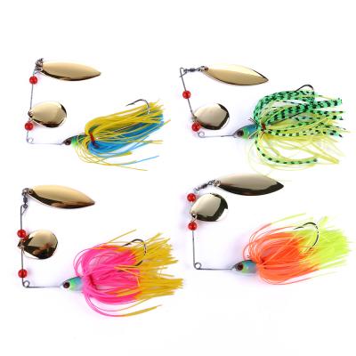 China Wholesale 19.5g ABS Hard Plastic Metal Spinning Double Blade Spoon Spangled Catfish Fishing Lures Buzz Spinner Groundbaits for sale