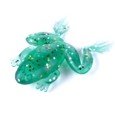 China New Design Cheap Green Wholesale Hengjia Topwater Transparent Soft Rubber Frog 5g Floating Fishing Lures for sale