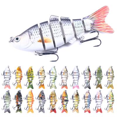 China Hot Sale 10cm Hard Plastic Artificial 18g Multi Section ABS Bait 6 Segment Multi Jointed Minnow Fishing Lures for sale