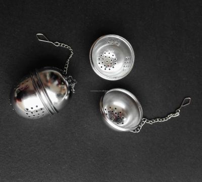 China Viable Egg Shape Metal Tea Infuser 304 Stainless Steel Egg Tea Strainer With Long Chain In Silver Color for sale