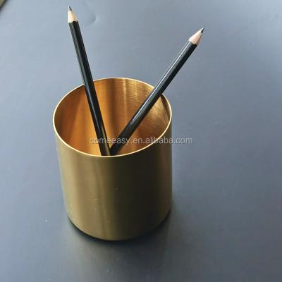 China Stainless Steel Gold Pen Holder Cup For Flower Multi Mini Vase Home Office Organizers Use Pencil Pot Decor for sale