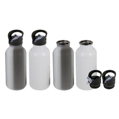 China High Quality PORTABLE 600ml Sublimation Stainless Steel Sport Empty Water Bottle With Straw Lid White Color for sale