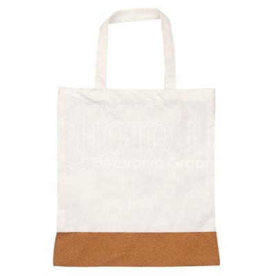 China Blank Cork Patch Sublimation Eco-Friendly Canvas Cork Tote Bag Shopping Bag for sale