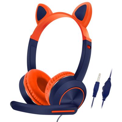 China 3.5MM Computer Microphone Cat Ears Gaming Headset Wired Perfect Healthy Cute Earphone For Kids for sale