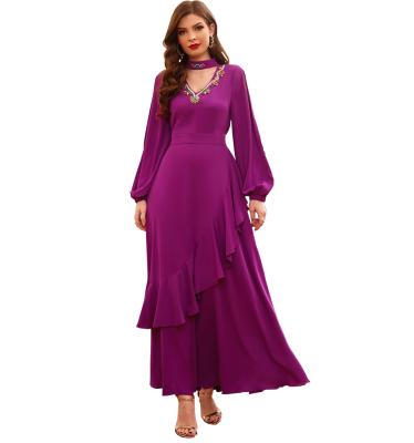 China Party Eid Elegant Women Ruffle Hand Dubai Fashion Moroccan Kaftan Long Dress Stitch Satin Diamond Turkey Arabic Oman Clothing for sale