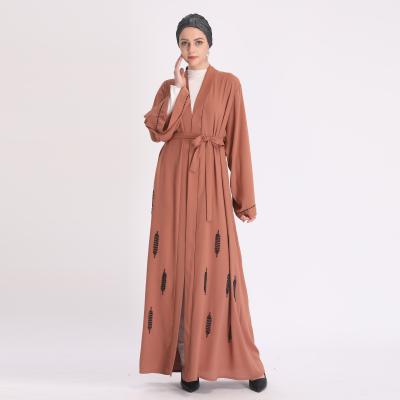 China Muslim Long Sleeve Dress Spring and Fashion Europe and USA Dubai Summer Beaded Cardigan Robe Abaya Robe Islamic Dress for sale