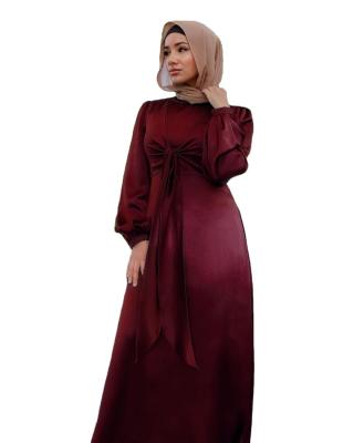 China New Two-Wear Link Waist Dubai Dress Muslim Women's Elegant Satin Long Skirt Islamic National Costume for sale