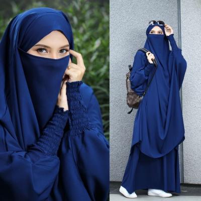 China 2021 New Style Grand Robe Solid Color Robe Long Dress Islamic National Costume Moroccan Arab Oman Two-piece Muslim Worship Service Two-piece Costume for sale