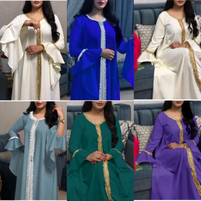 China Maxi Dress Designs Feel Ruffle Dress Comfortable Elegant Muslim Moroccan Kaftan Long Sleeve Jalabiya For Women for sale