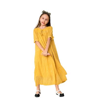 China Fashion Mother Daughter Dress Casual Muslim Family Loose Outfits Ethnic Stamp Elegant Middle East Arab Abaya Gold Tassel for sale