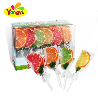 China Natural Taste Halal Orange Shape Jelly Lollipop Gummy Lollipops for sale