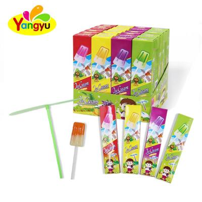 China Natural Sweet Ice Cream Lollipop With Bamboo Dragonfly Toy for sale