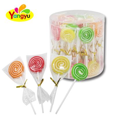 China Sour And Colorful Jelly Swirl Natural Soft Candy Lollipop for sale