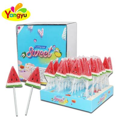 China Natural Shaped Lollipop Sugar Coated Sweet Soft Watermelon Lollipop for sale