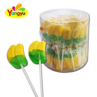 China Normal Package 12g Banana Fruit Individual Pattern Hard Lollipop Makes for sale