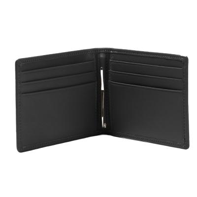 China Custom High Quality Bifold Genuine Leather Wallet RFID Card Holder Money Clip For Men for sale