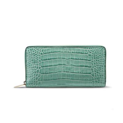 China High Quality RFID Women Zip Crocodile Pattern Leather Purse Wallets for sale