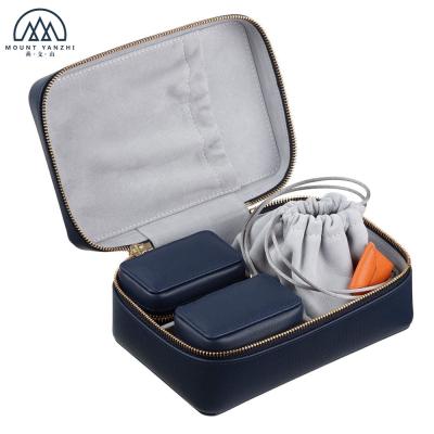 China Leather Jewelry Box Small Custom Personalized Leather Jewelry Case With Two Storage Boxes for sale