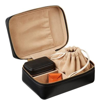 China Real Leather Wholesale Custom Small Jewelry Box Jewelry Organizer Case With Ring Box for sale