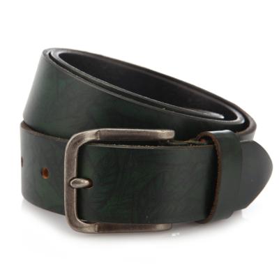 China Mens Retro Pattern Printed Genuine Leather Belts Customize Cowhide Leather Belt for sale