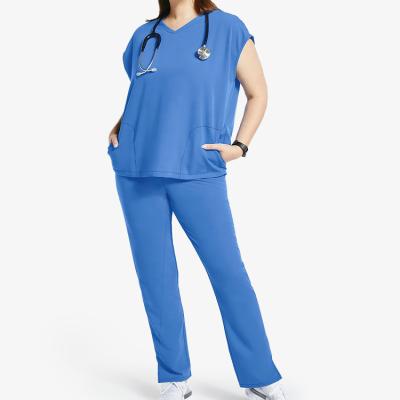 China Wholesale Breathable LIGO Short Sleeve V-Neck 4XL Classic Scrubs Spandex Stretch Medico Uniforms Uniforms Nursing Hospital Sets for sale