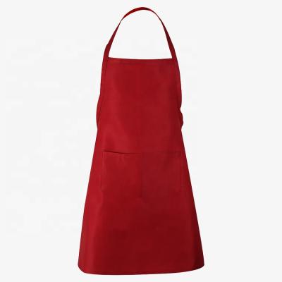 China Soil Release Easy Care Red Chef Aprons Standard Bib Cooking Aprons for sale